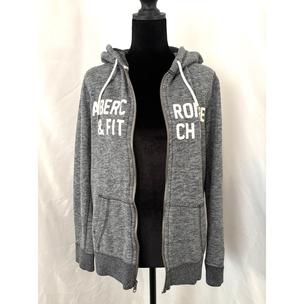 Vintage Abercrombie & Fitch XS Grey Logo Full Zip Hoodie - Picture 2 of 5